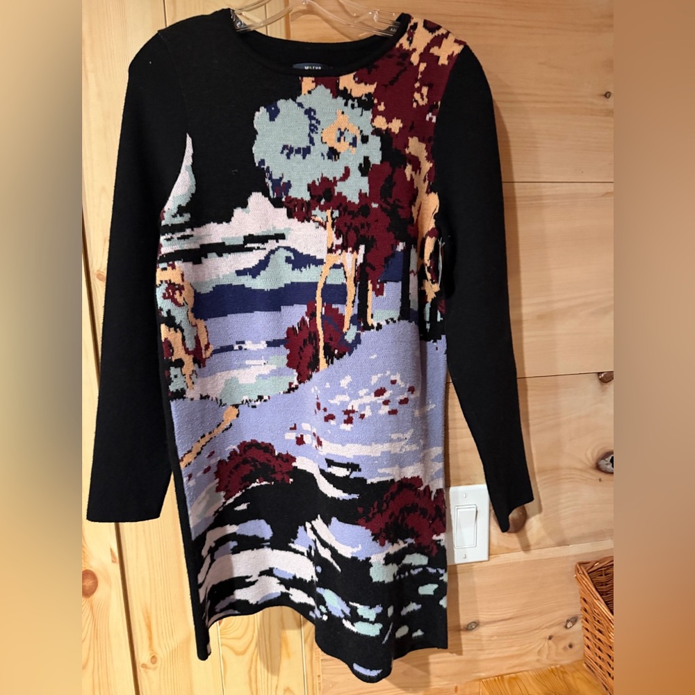 Maeve Black and Multicolor Long Sleeve Dress